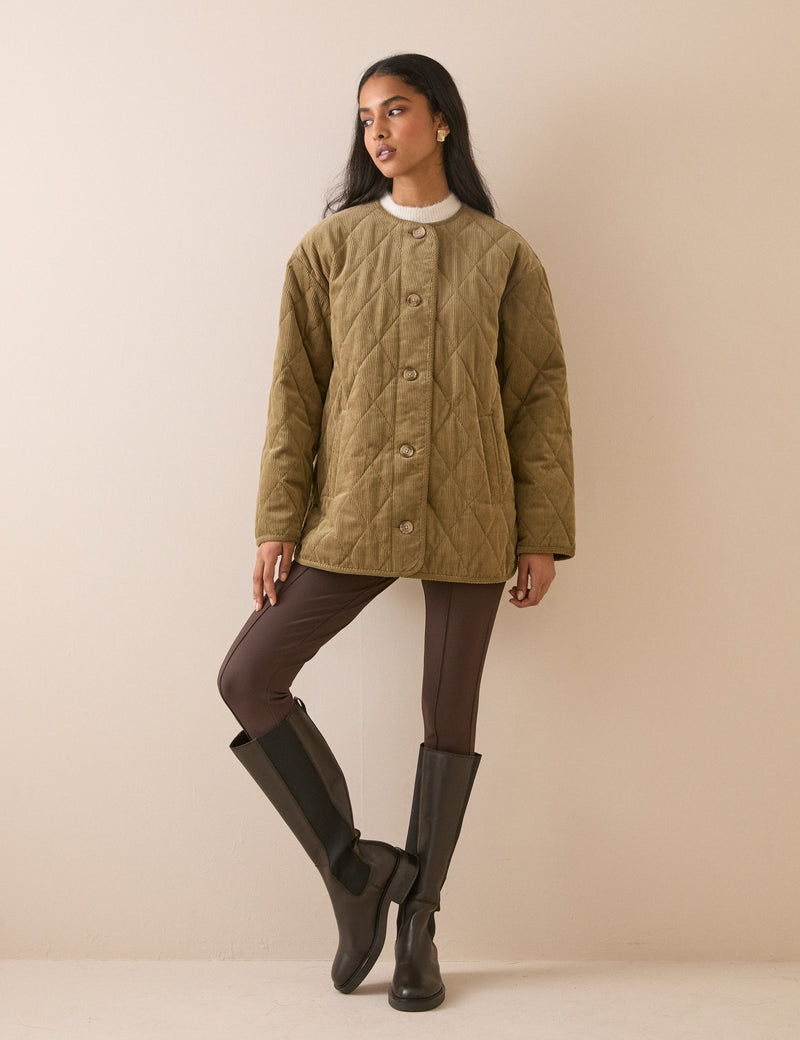 Taupe Quilted Cord Jacket