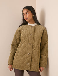 Taupe Quilted Cord Jacket