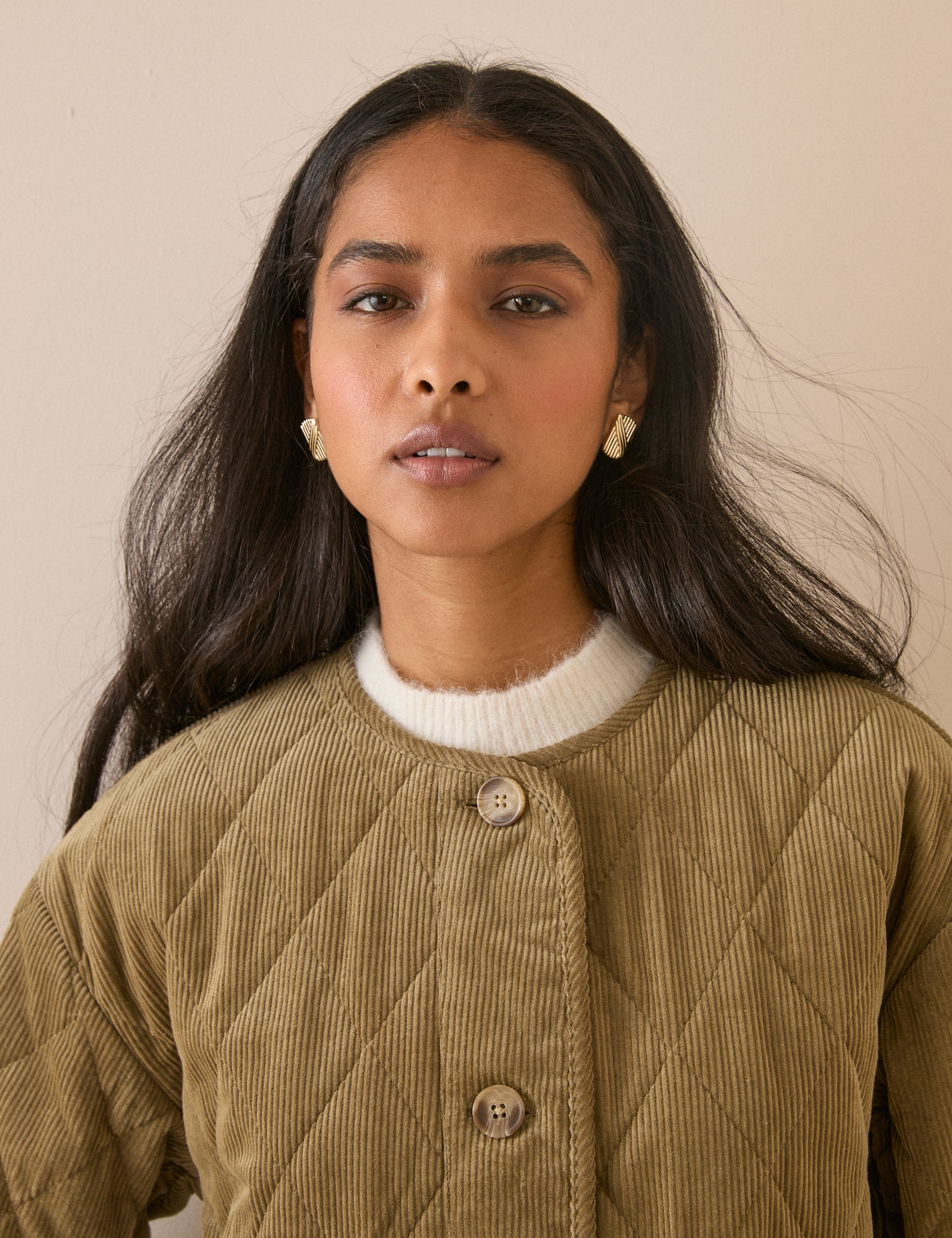 Taupe Quilted Cord Jacket
