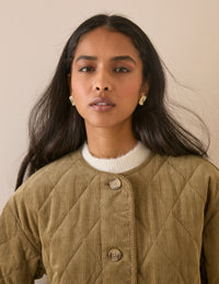 Taupe Quilted Cord Jacket