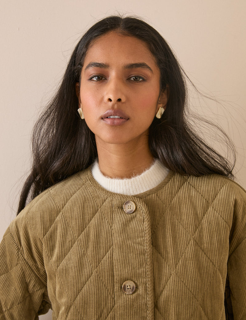 Taupe Quilted Cord Jacket