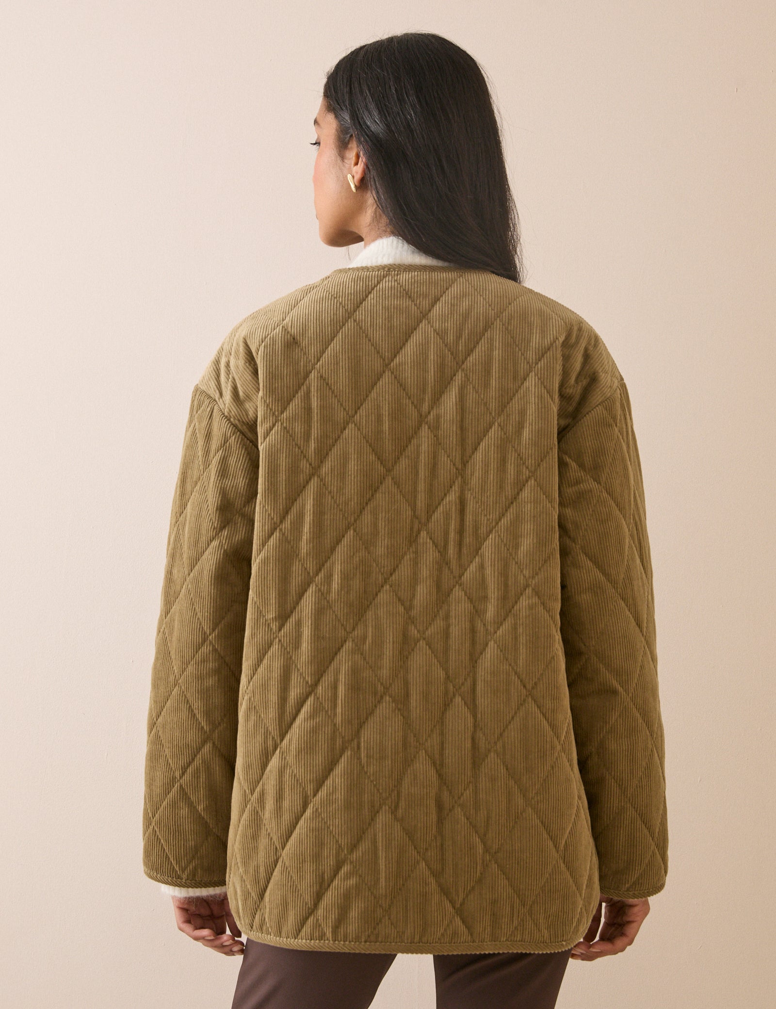 Taupe Quilted Cord Jacket