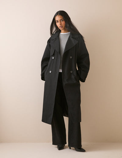 Black Double-Breasted Trench Coat