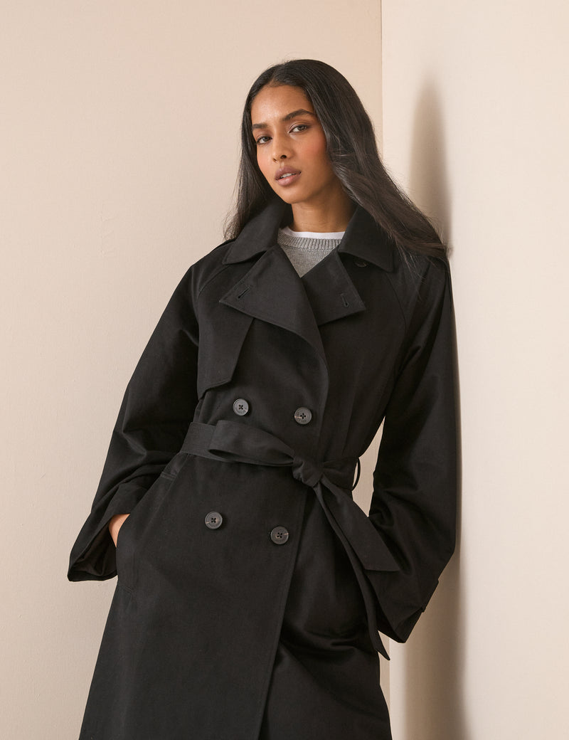 Black Double-Breasted Trench Coat