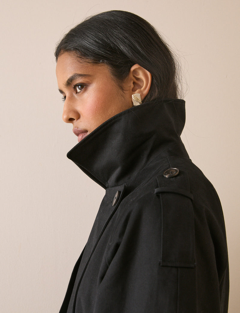 Black Double-Breasted Trench Coat