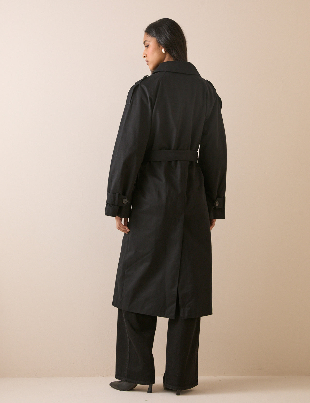 Black Double-Breasted Trench Coat