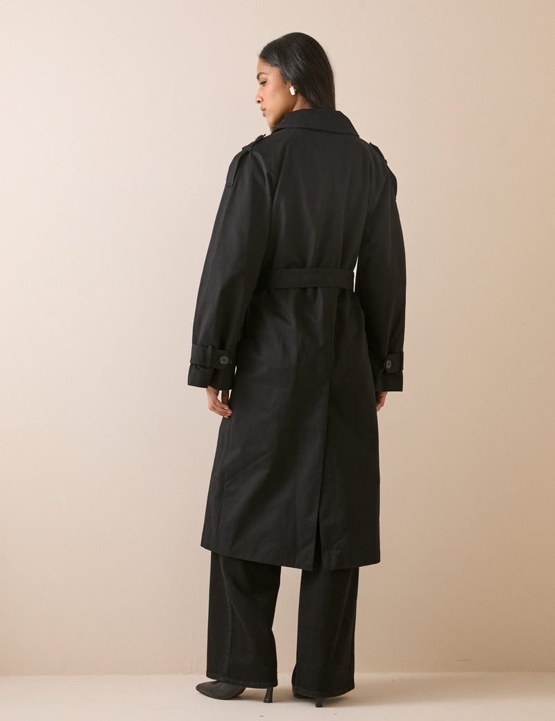 Black Double-Breasted Trench Coat