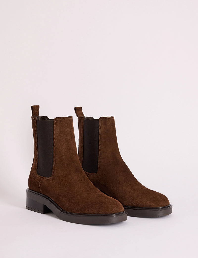 Chocolate Brown Suede Chelsea Boots