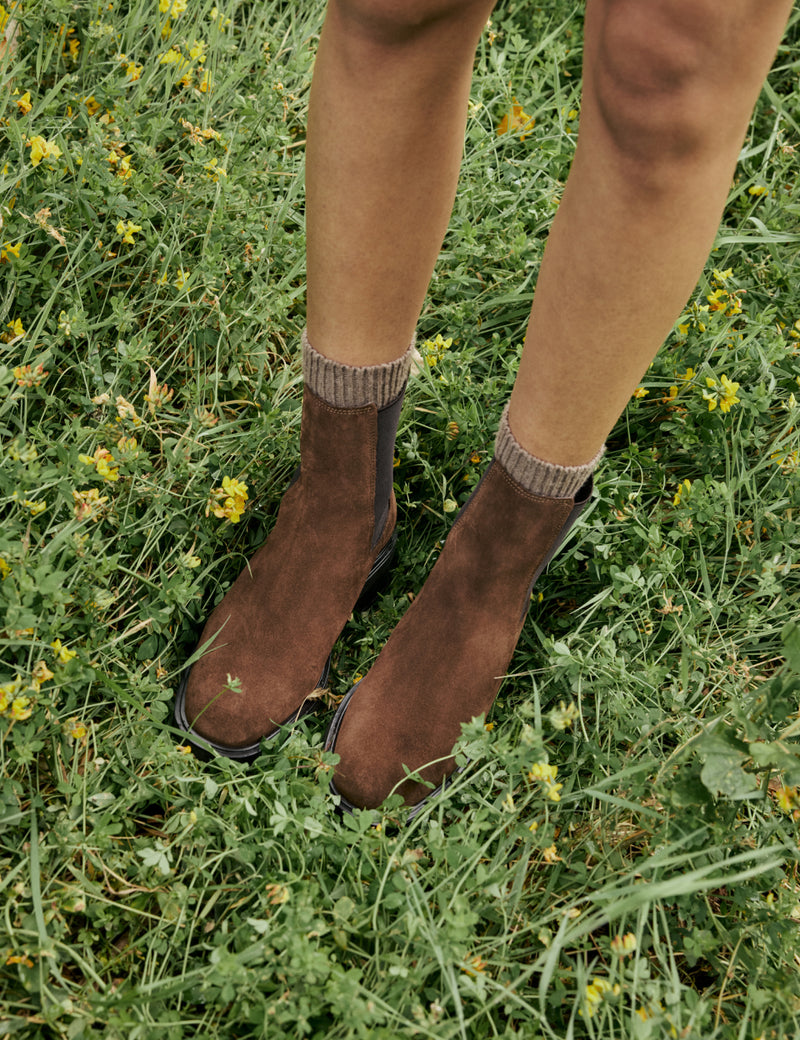 Chocolate Brown Suede Chelsea Boots