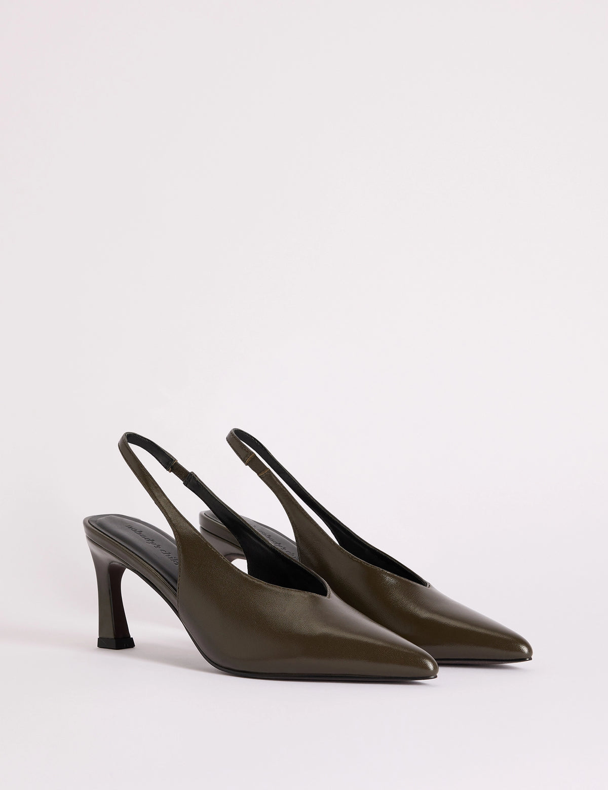 Green High Vamp Sling Back Heels