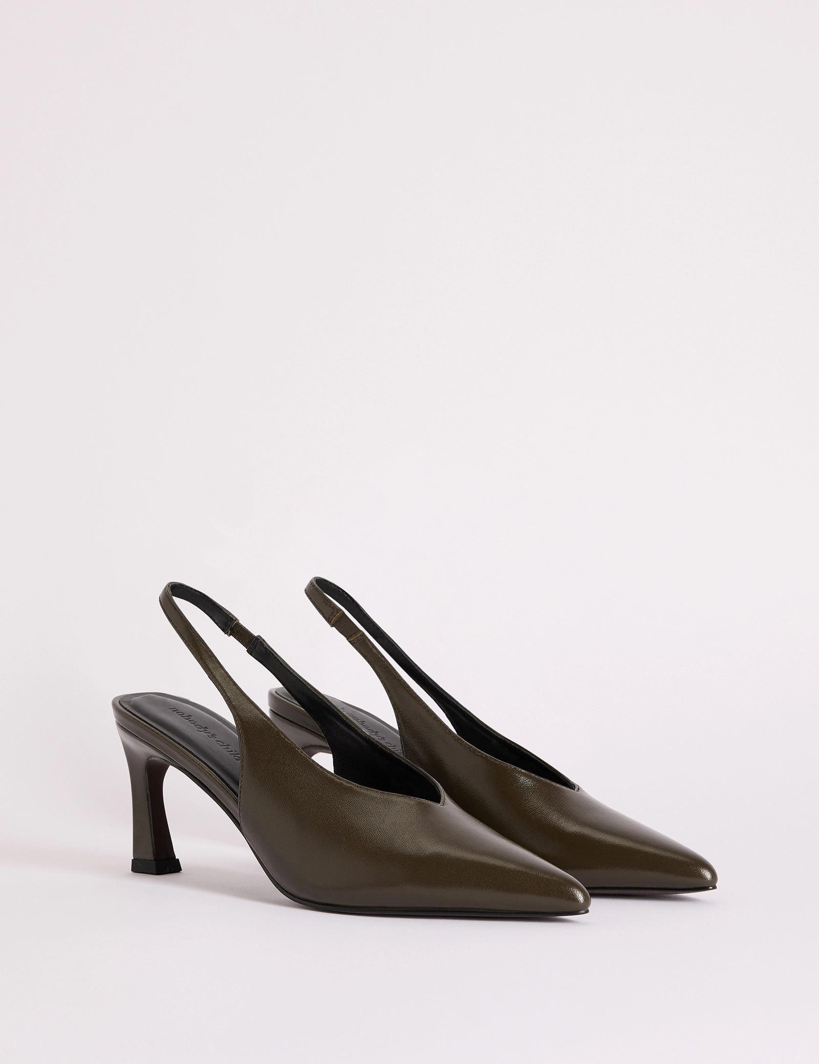 Green High Vamp Sling Back Heels