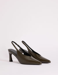 Green High Vamp Sling Back Heels