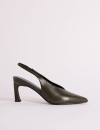 Green High Vamp Sling Back Heels