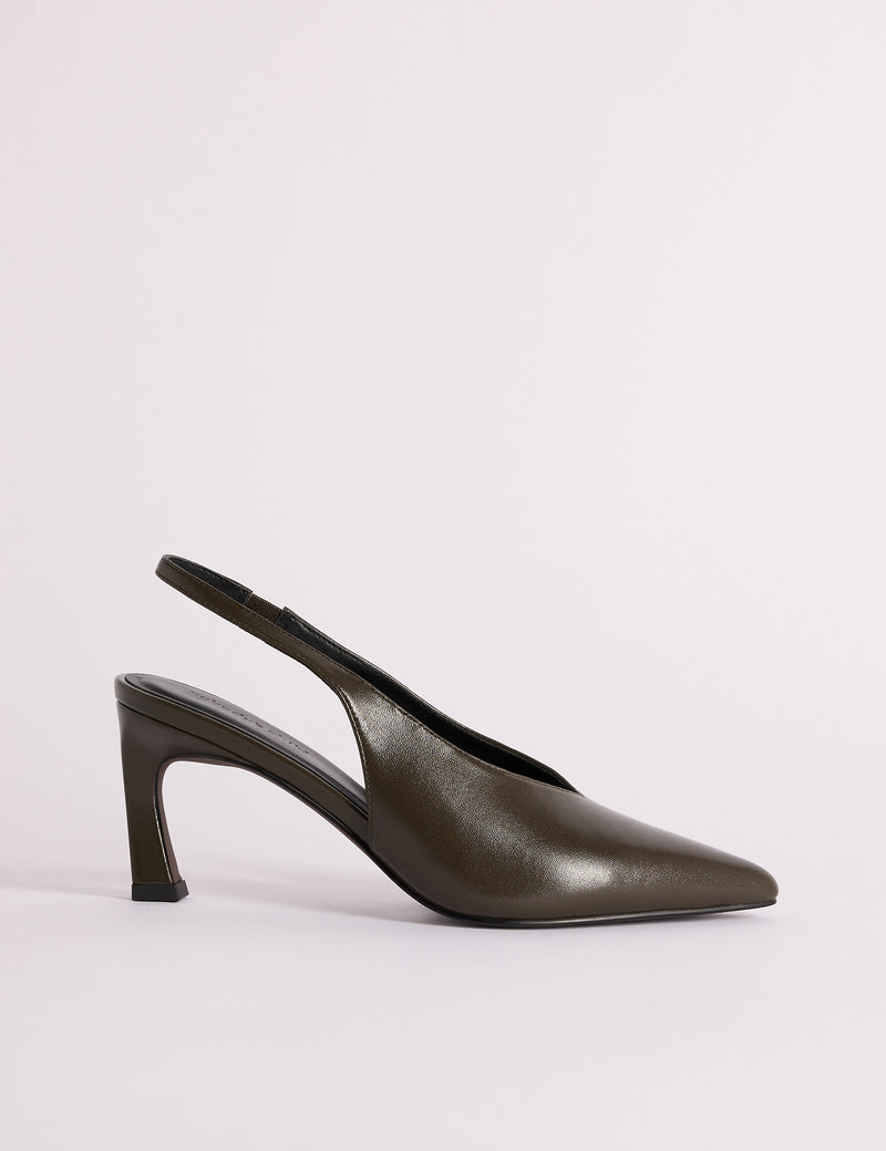 Green High Vamp Sling Back Heels