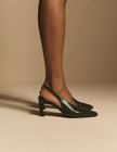 Green High Vamp Sling Back Heels