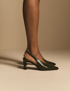 Green High Vamp Sling Back Heels