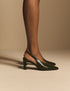 Green High Vamp Sling Back Heels