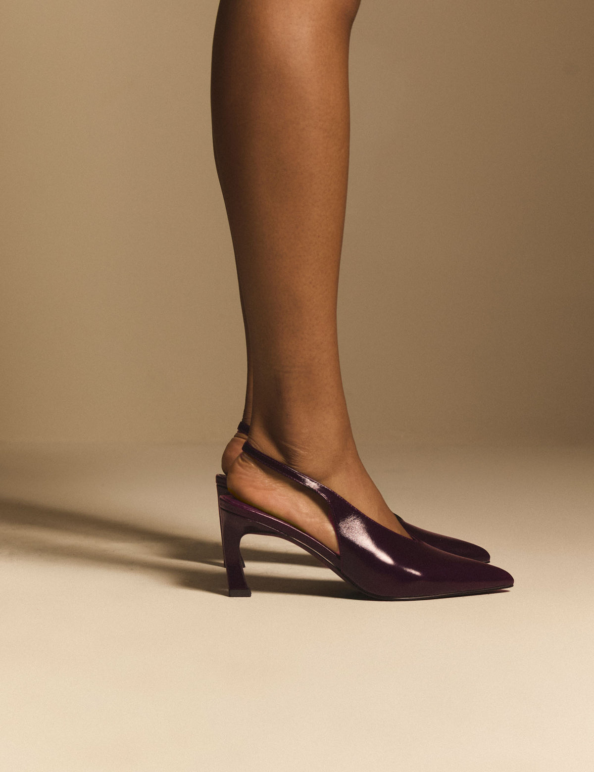 Burgundy High Vamp Sling Back Heels