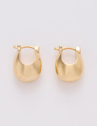 Gold Plated Chunky Sculptural Hoop Earrings