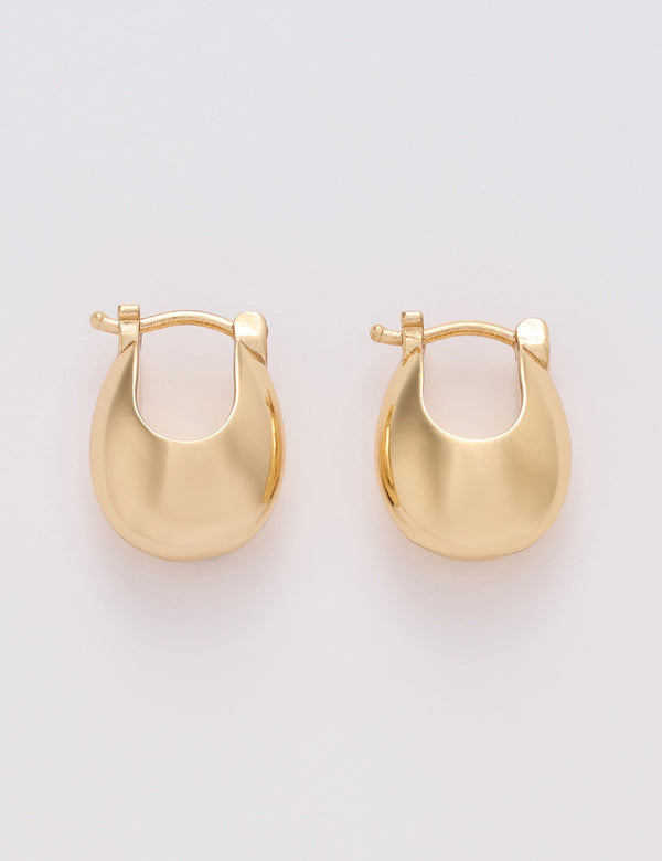 Gold Plated Chunky Sculptural Hoop Earrings