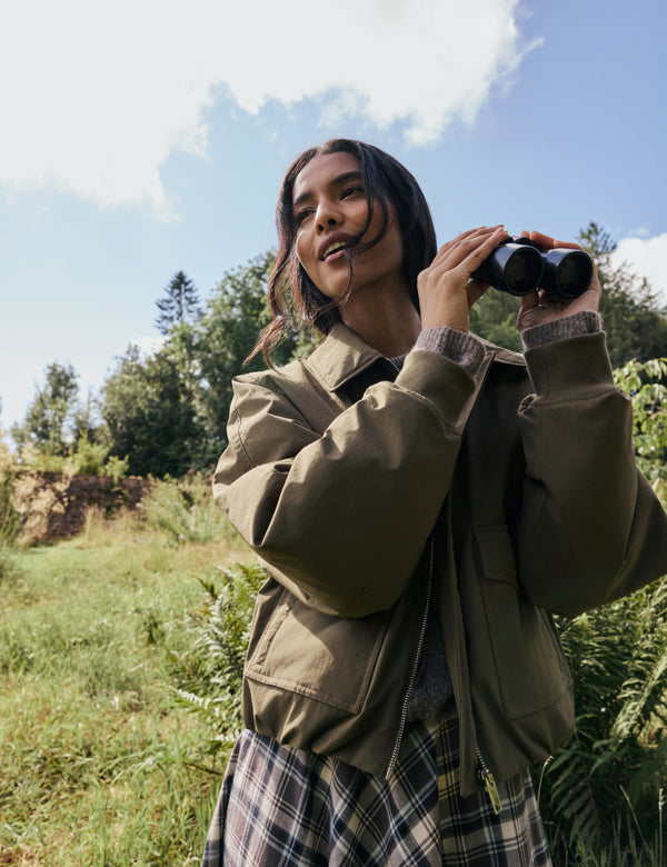 Khaki Collared Bomber Jacket