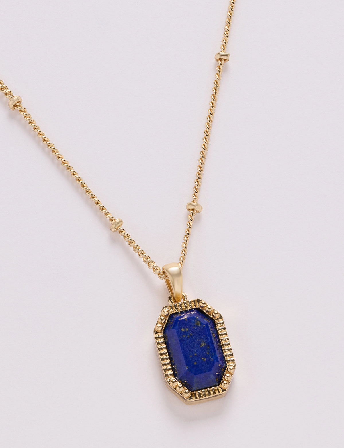 Gold Plated Lapis Lazuli Pendent Necklace