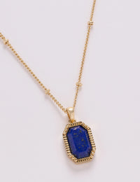 Gold Plated Lapis Lazuli Pendent Necklace
