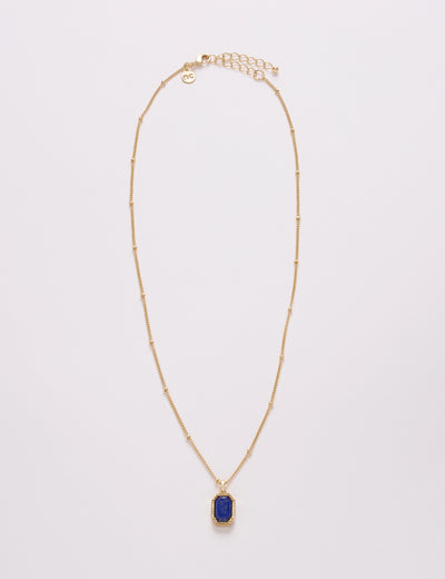 Gold Plated Lapis Lazuli Pendent Necklace