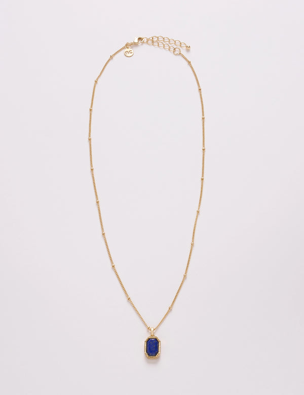 Gold Plated Lapis Lazuli Pendent Necklace