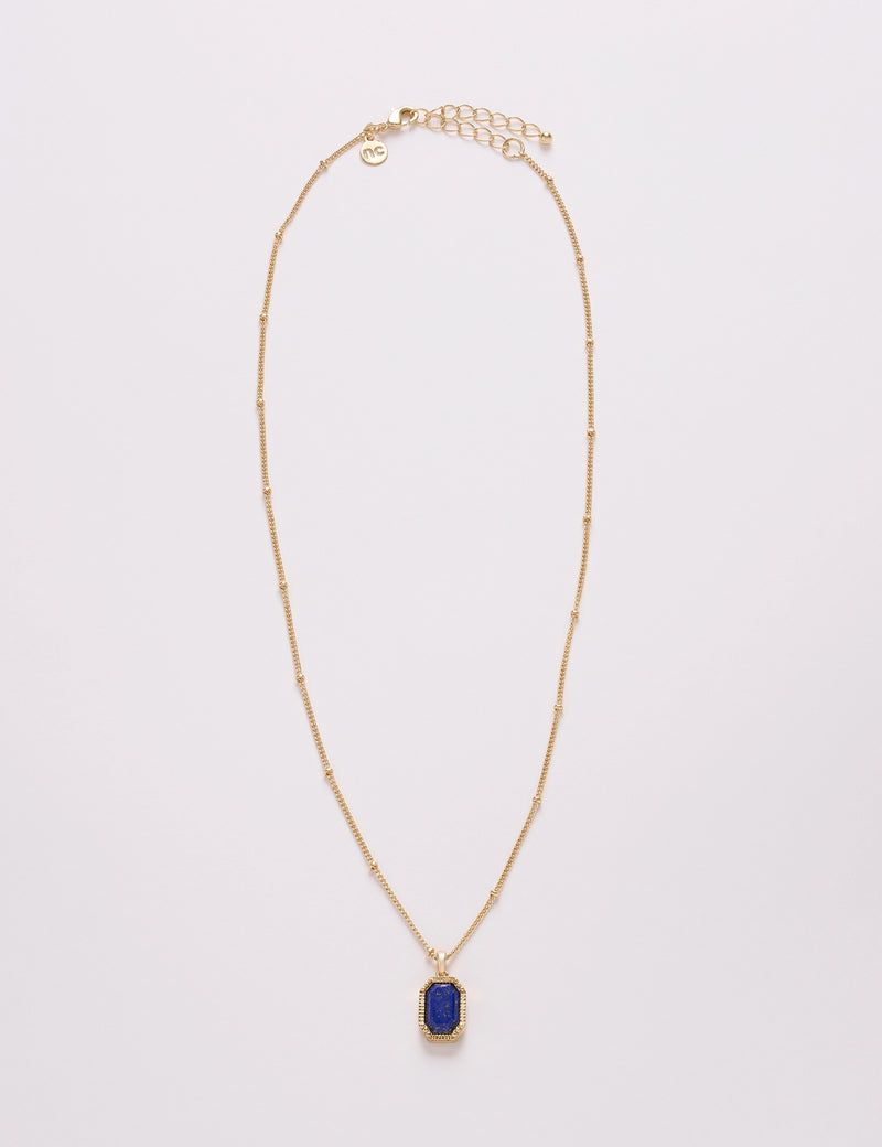 Gold Plated Lapis Lazuli Pendent Necklace