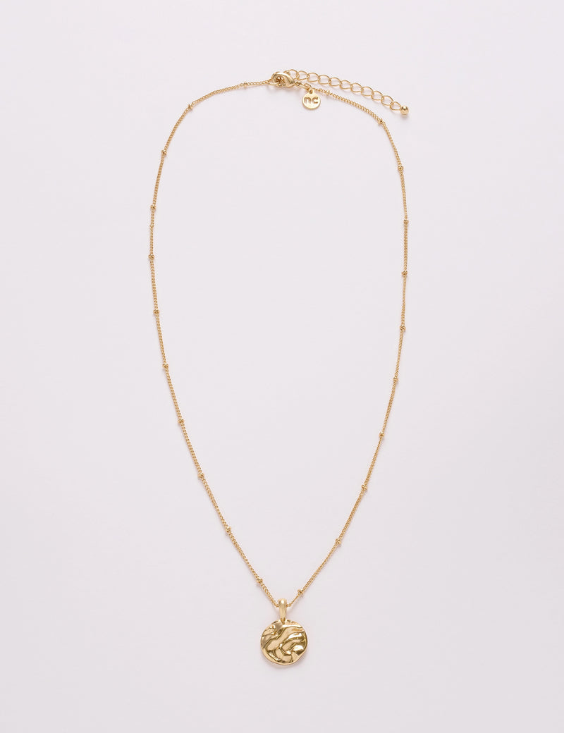 Gold Plated Ripple Pendant Dainty Necklace