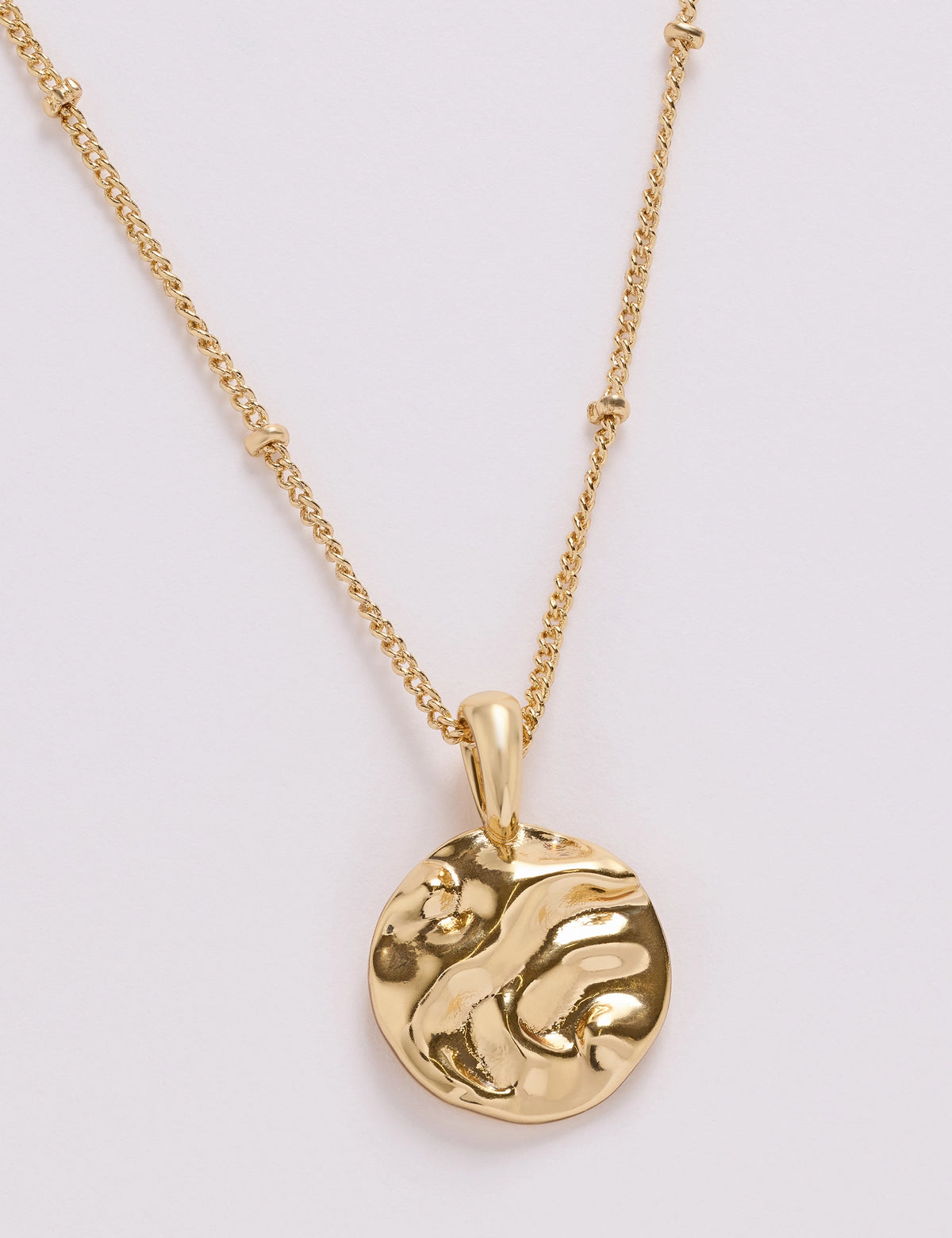 Gold Plated Ripple Pendant Dainty Necklace