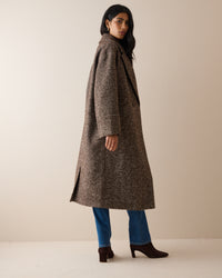 Brown Herringbone Relaxed Coat
