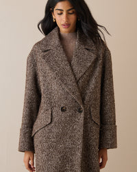 Brown Herringbone Relaxed Coat