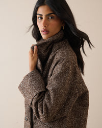 Brown Herringbone Relaxed Coat