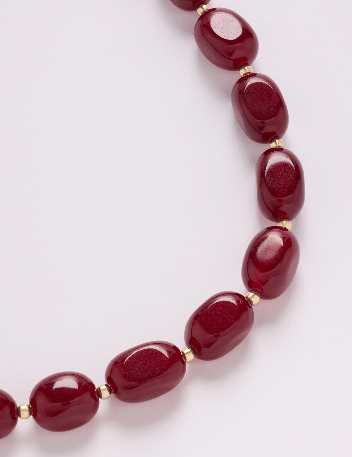 Gold Plated Ruby Quartz Beaded Necklace