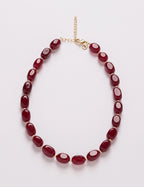 Gold Plated Ruby Quartz Beaded Necklace