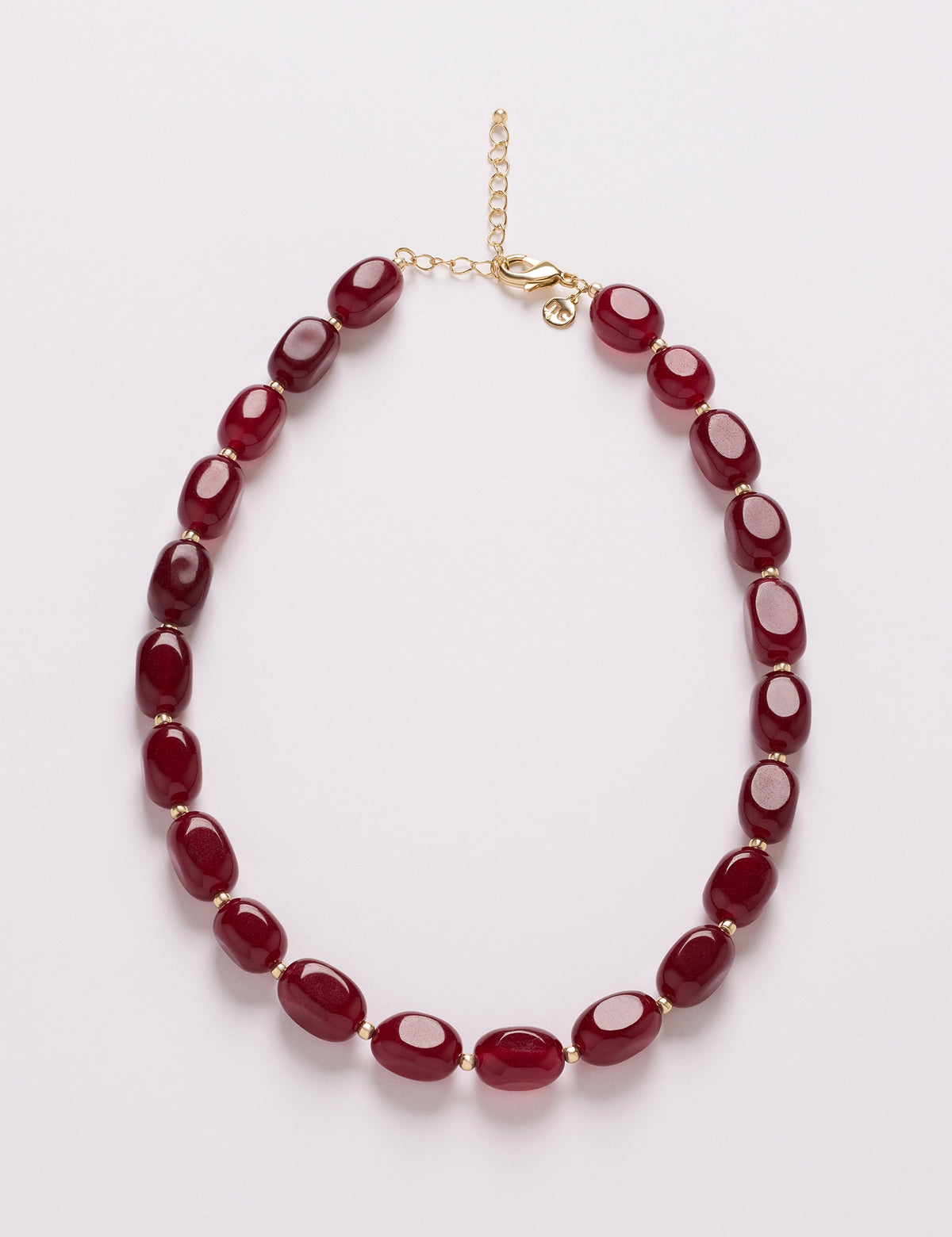 Gold Plated Ruby Quartz Beaded Necklace