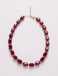 Gold Plated Ruby Quartz Beaded Necklace