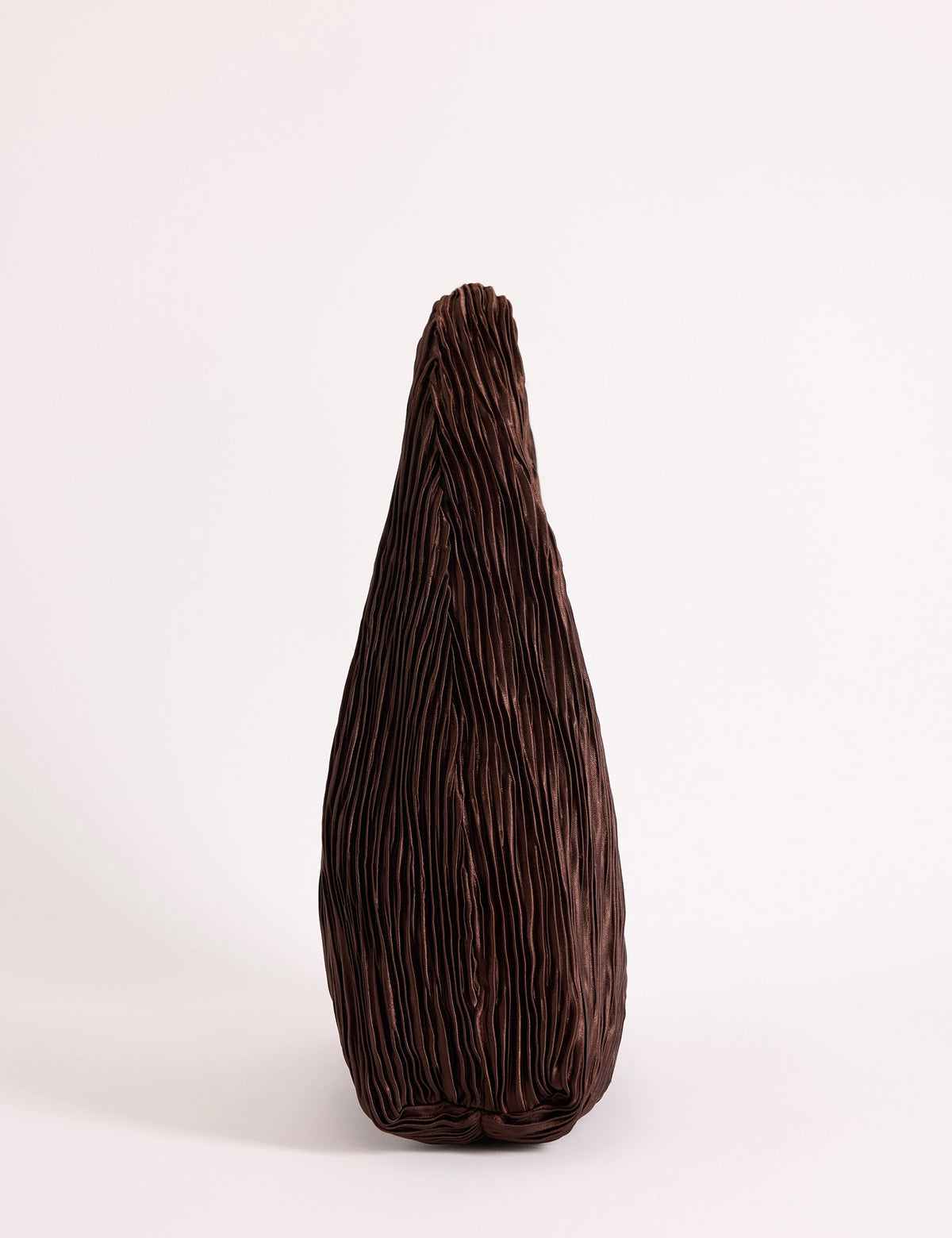 Brown Pleated Satin Shoulder Bag