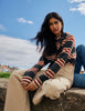 Charcoal Grey Striped Removable Hood Jumper
