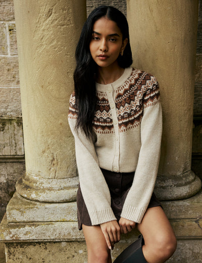 Cream Fair Isle Print Chunky Cardigan