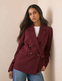 Burgundy Double Breasted Alicia Blazer