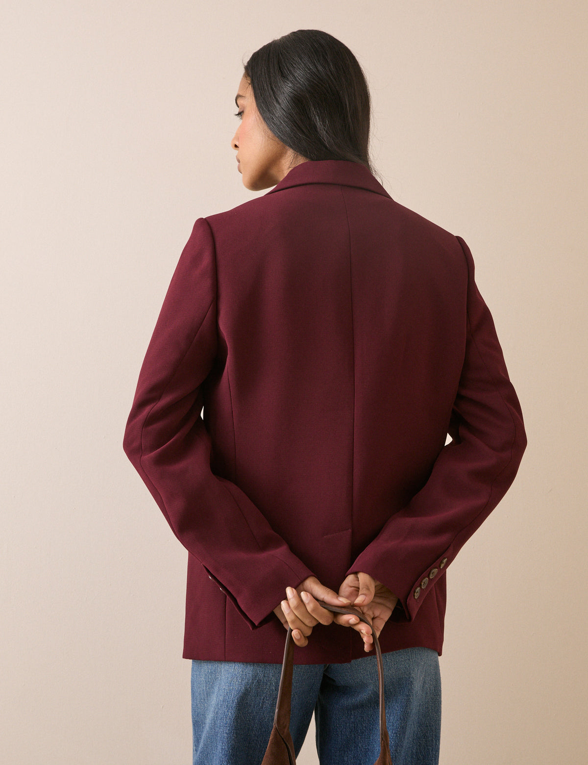 Burgundy Double Breasted Alicia Blazer