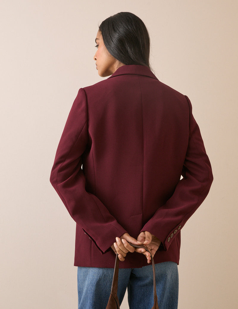Burgundy Double Breasted Alicia Blazer