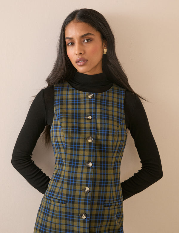 Blue and Green Check Ellie Mini Dress