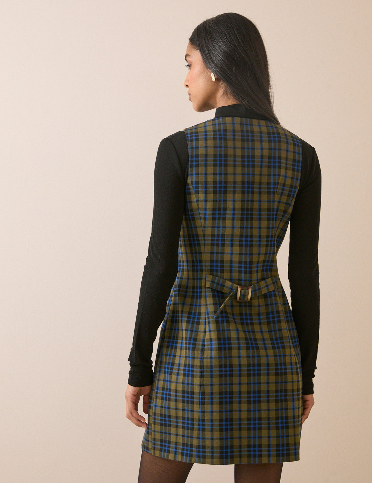 Blue and Green Check Ellie Mini Dress