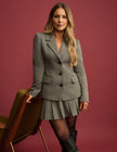 Grey Herringbone Cinched Blazer