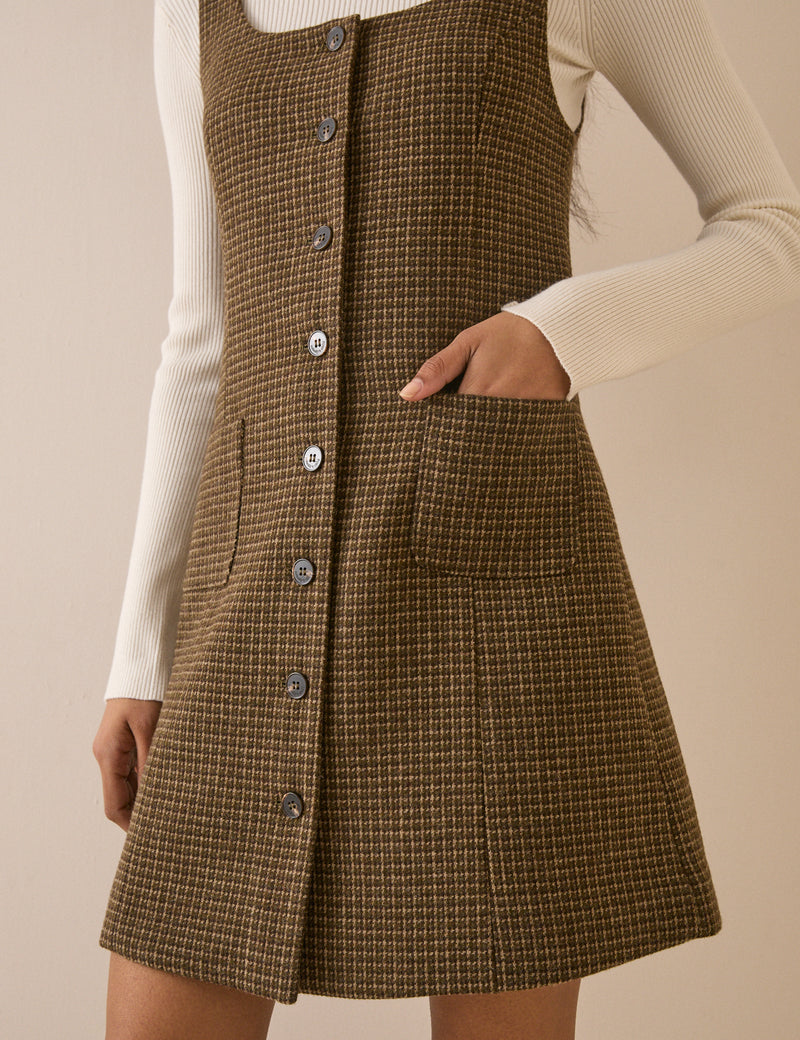 Heritage Check Wool-Blend Mini Shift Dress