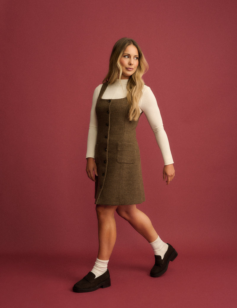 Heritage Check Wool-Blend Mini Shift Dress